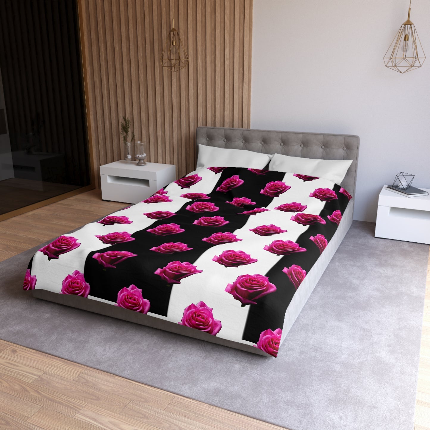 Elegant Rose Pattern Microfiber Duvet Cover for Stylish Bedrooms