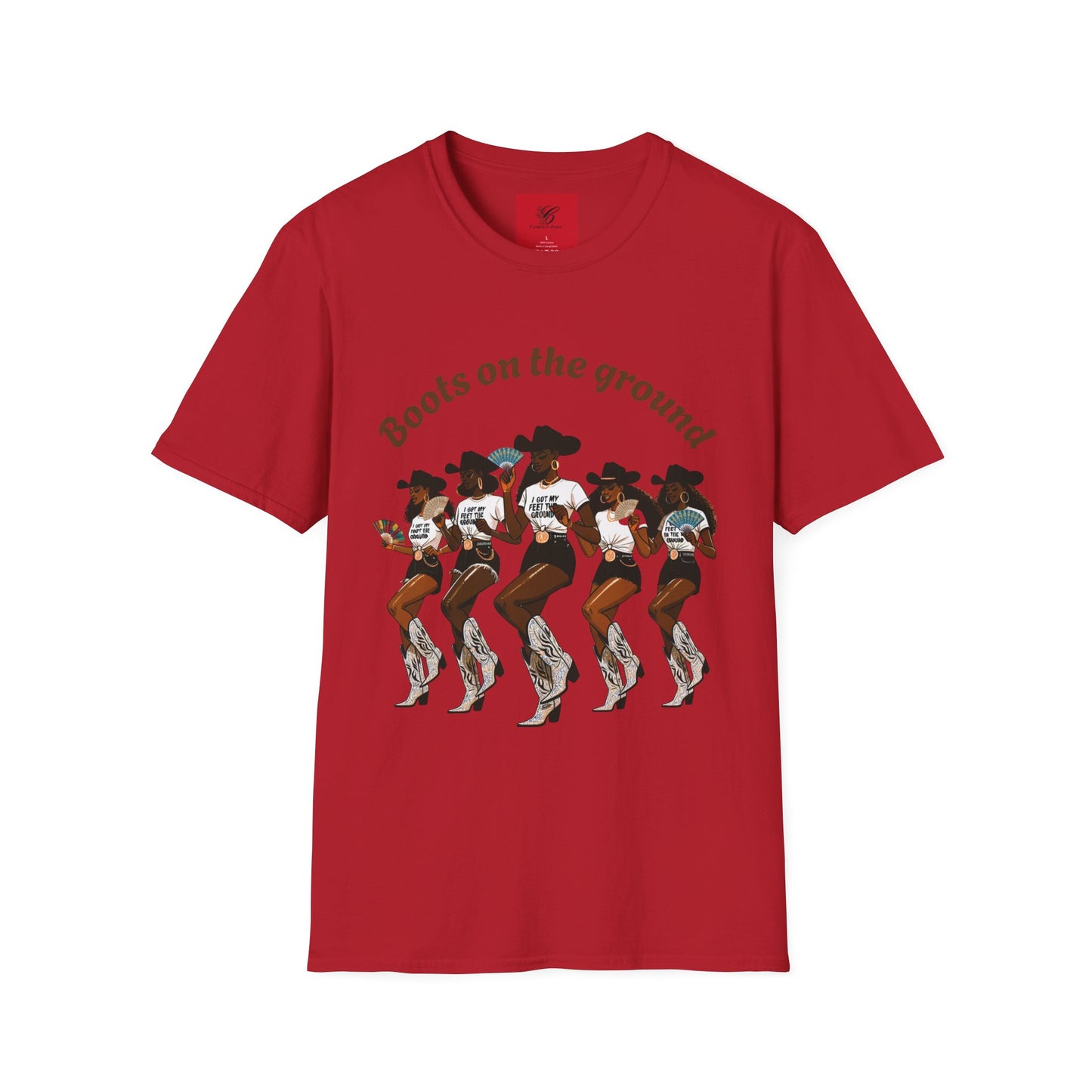 Fun Country Music Unisex Softstyle T-Shirt - "Boots on the Ground" & "Where Them Fans At?"