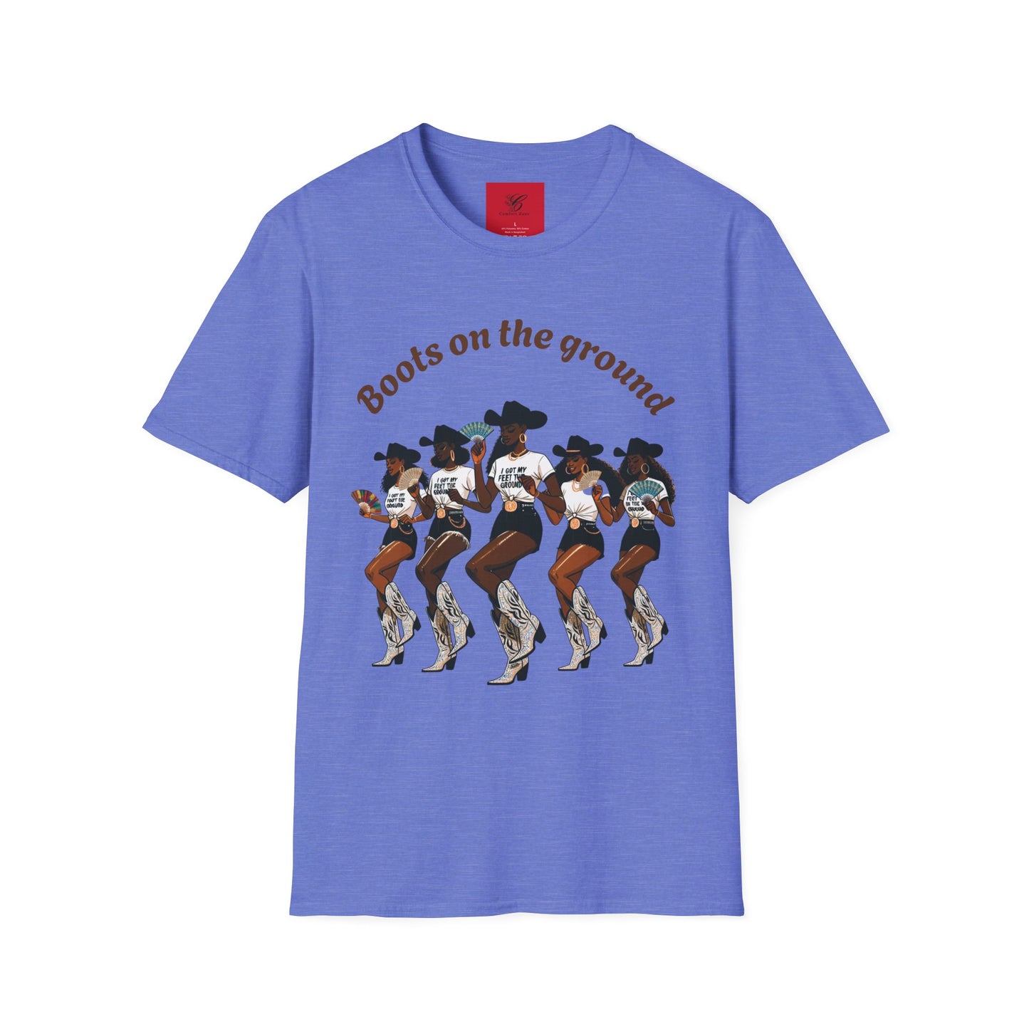 Fun Country Music Unisex Softstyle T-Shirt - "Boots on the Ground" & "Where Them Fans At?"