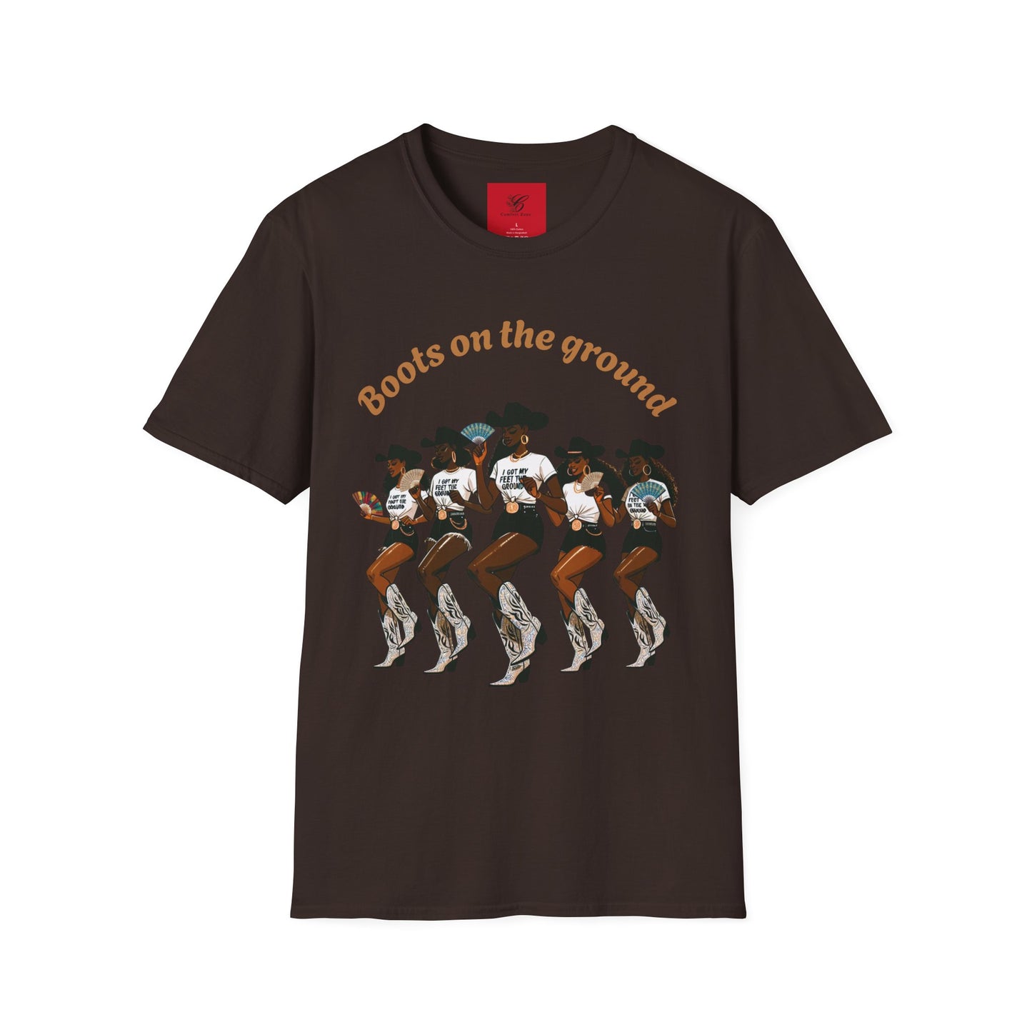 Fun Country Music Unisex Softstyle T-Shirt - "Boots on the Ground" & "Where Them Fans At?"