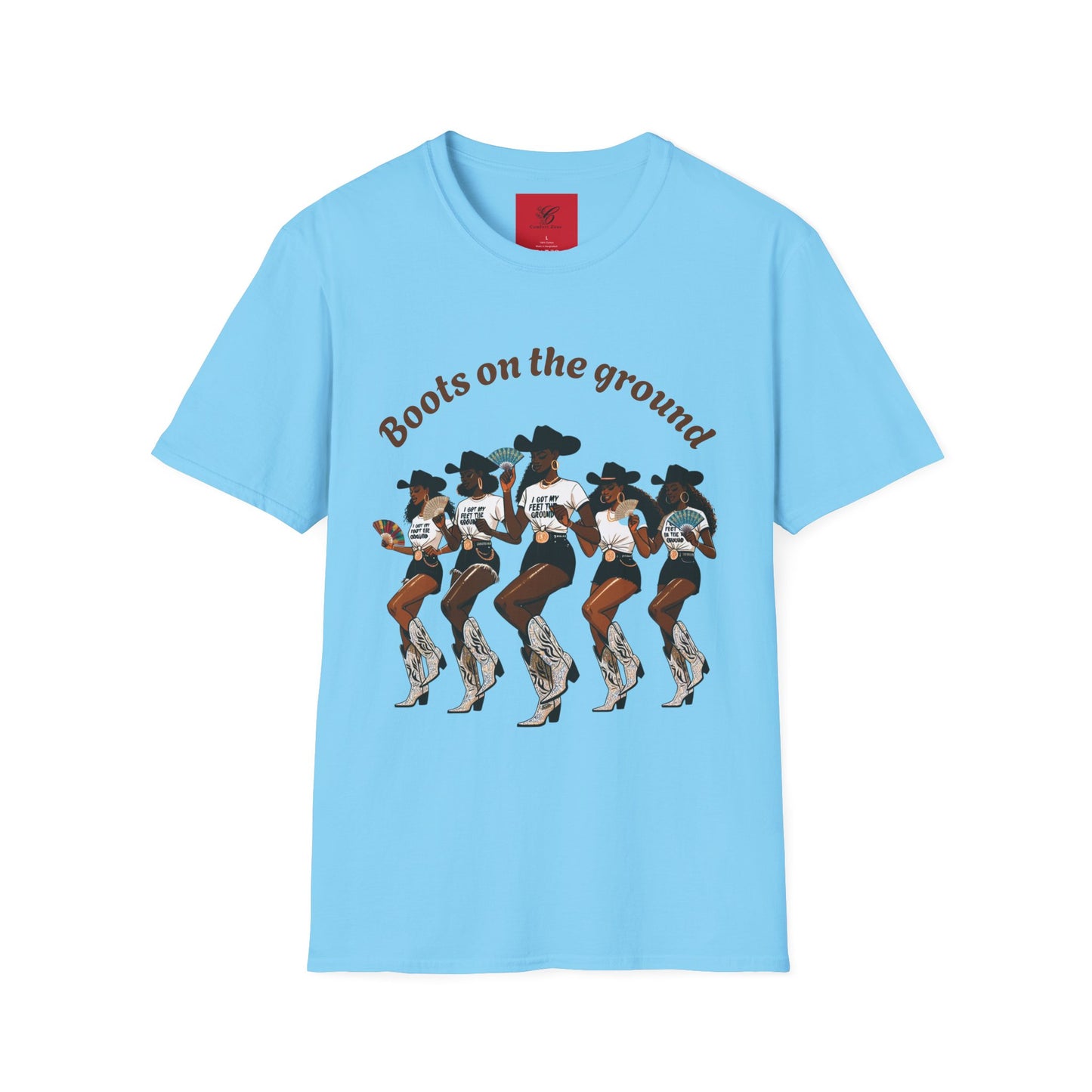 Fun Country Music Unisex Softstyle T-Shirt - "Boots on the Ground" & "Where Them Fans At?"
