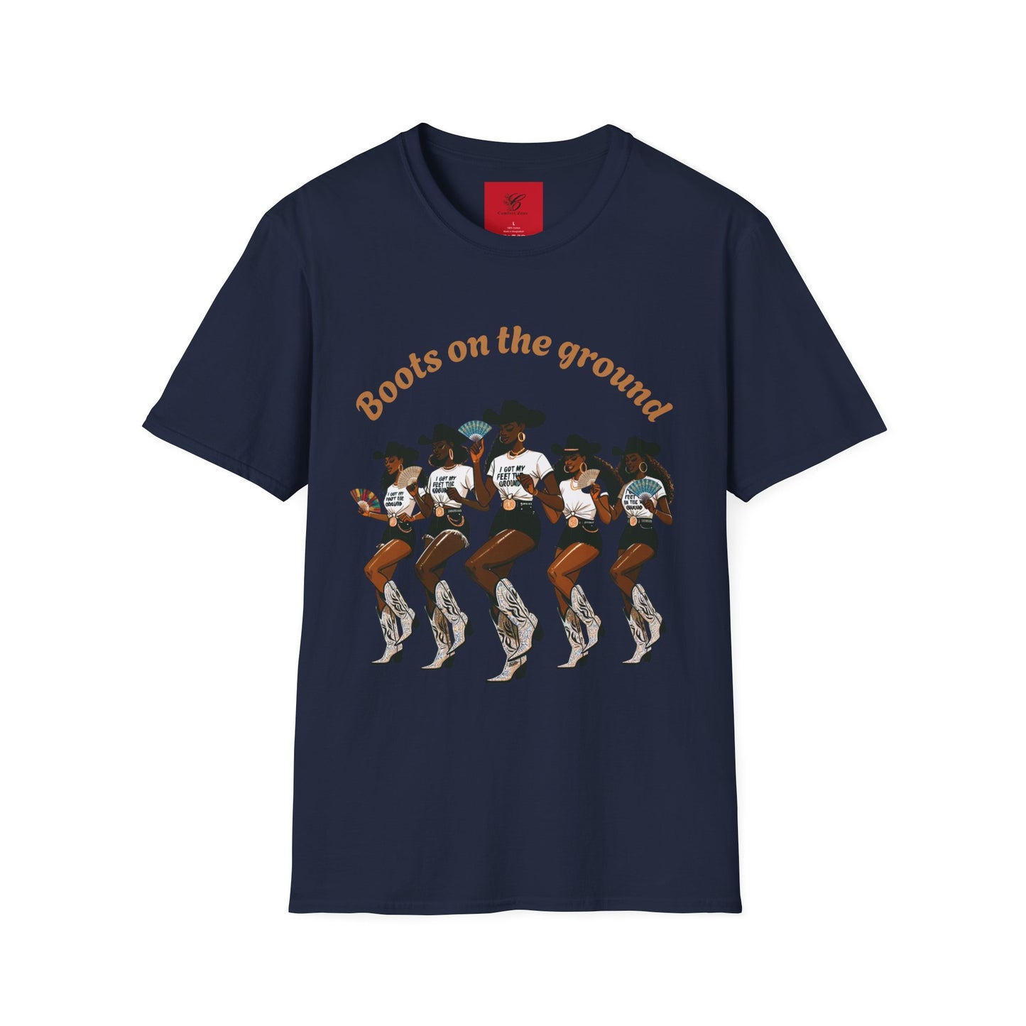 Fun Country Music Unisex Softstyle T-Shirt - "Boots on the Ground" & "Where Them Fans At?"