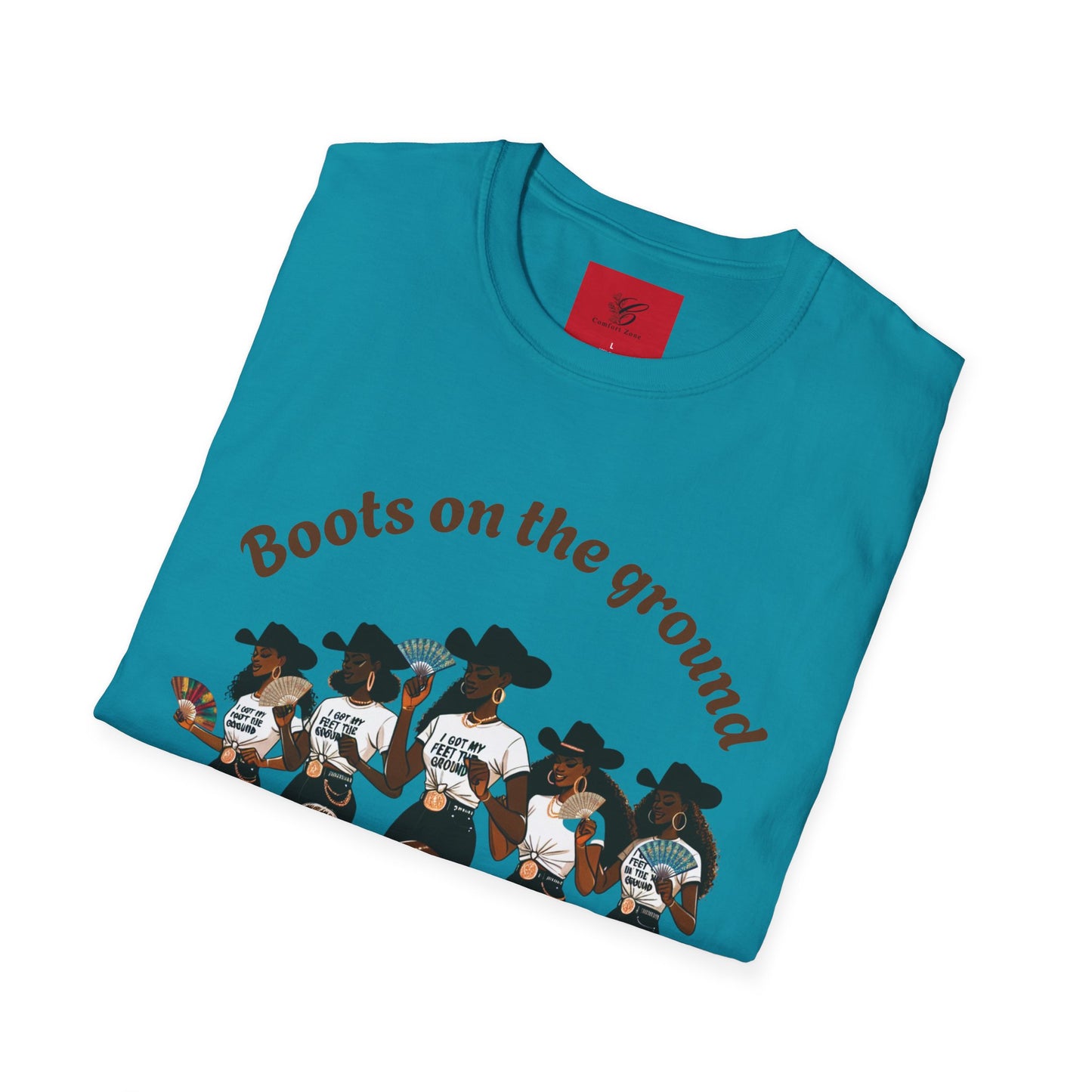 Fun Country Music Unisex Softstyle T-Shirt - "Boots on the Ground" & "Where Them Fans At?"
