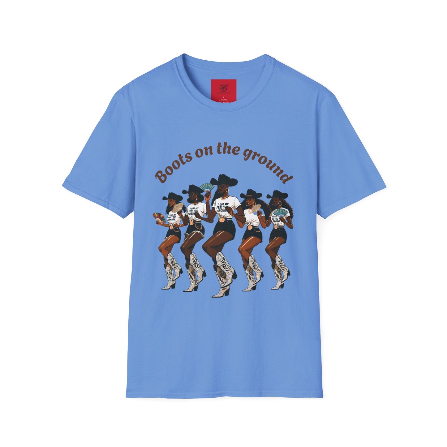 Fun Country Music Unisex Softstyle T-Shirt - "Boots on the Ground" & "Where Them Fans At?"