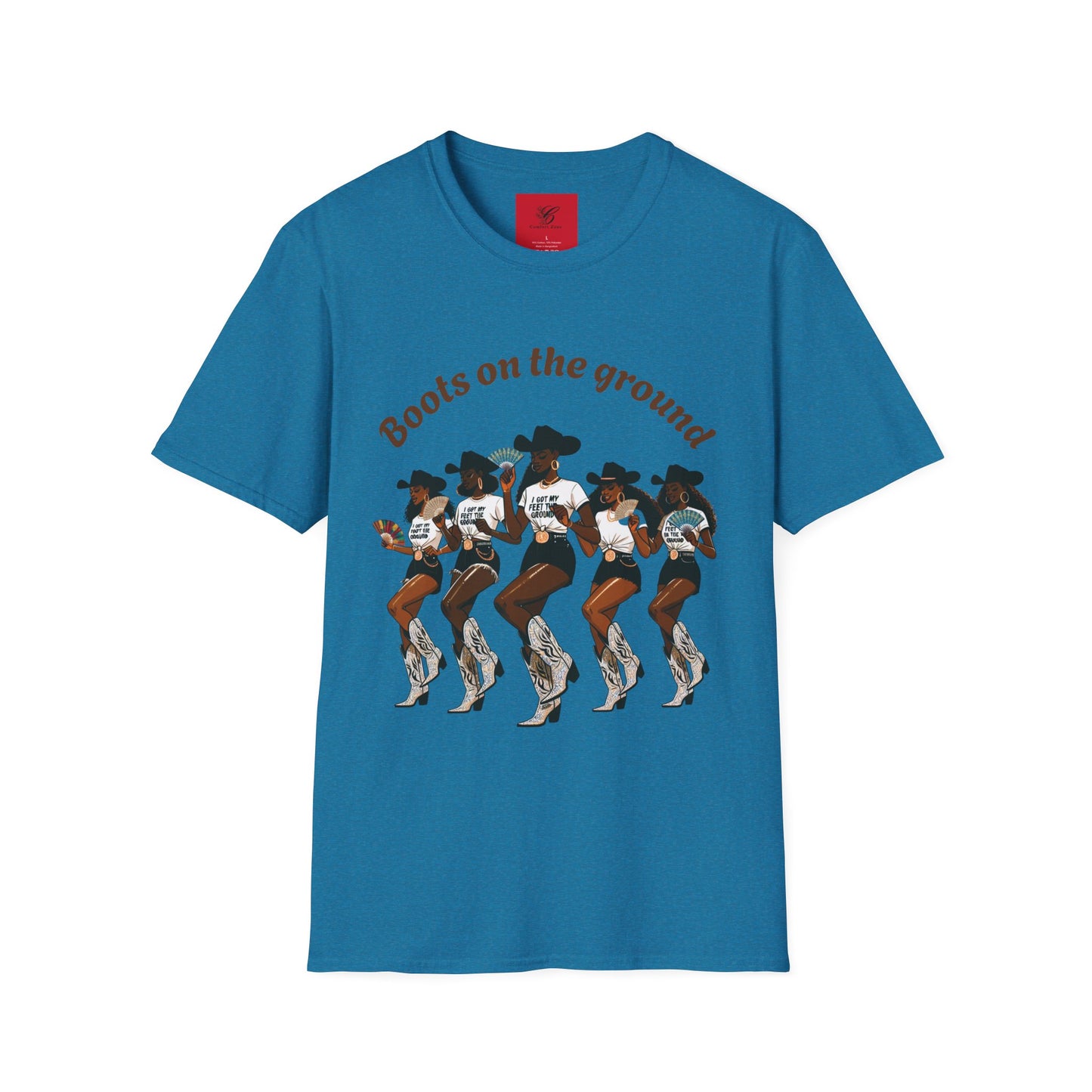 Fun Country Music Unisex Softstyle T-Shirt - "Boots on the Ground" & "Where Them Fans At?"