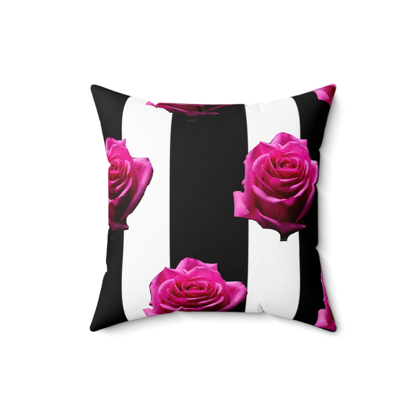 Elegant Floral Square Pillow with Black Stripes - Home Decor Accent