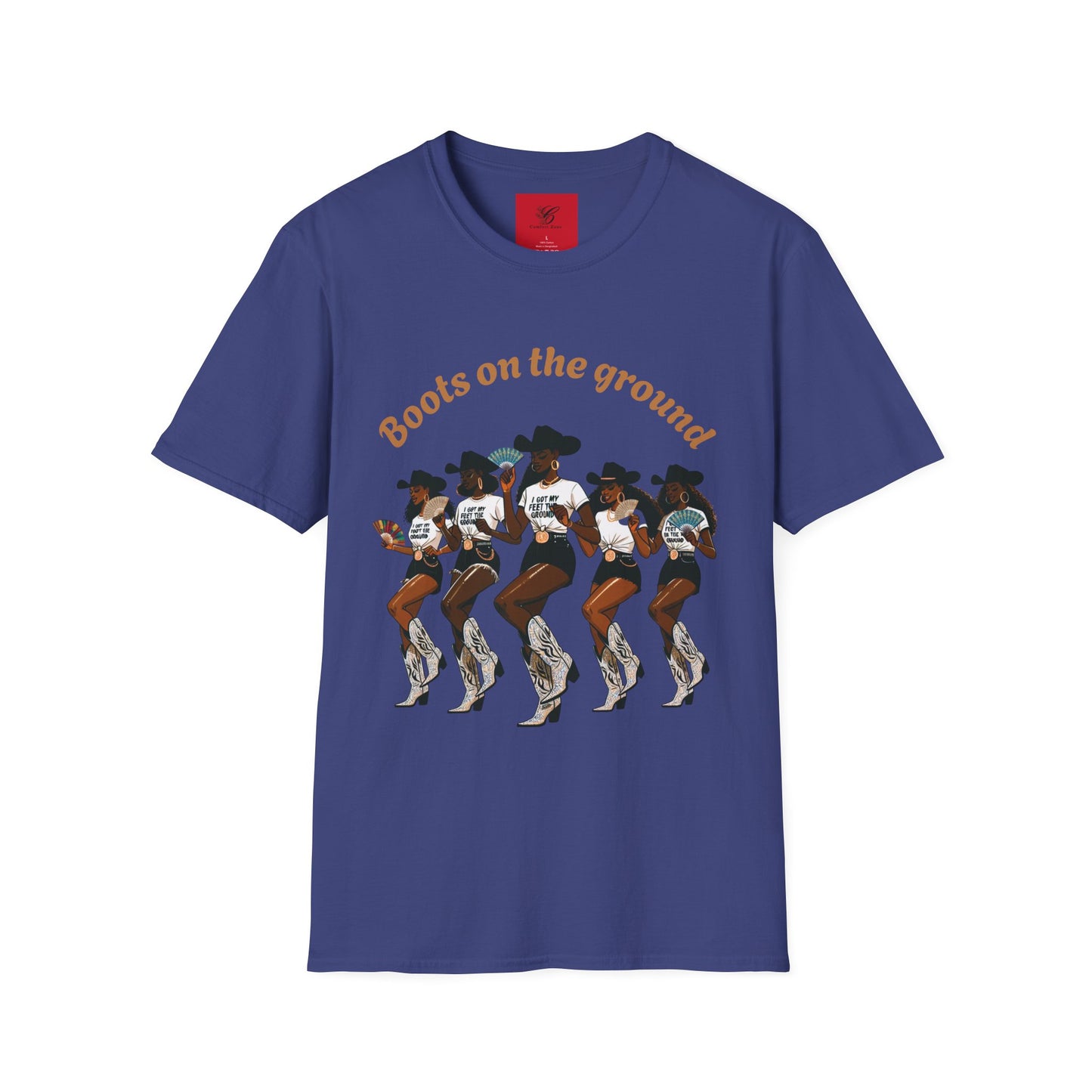 Fun Country Music Unisex Softstyle T-Shirt - "Boots on the Ground" & "Where Them Fans At?"