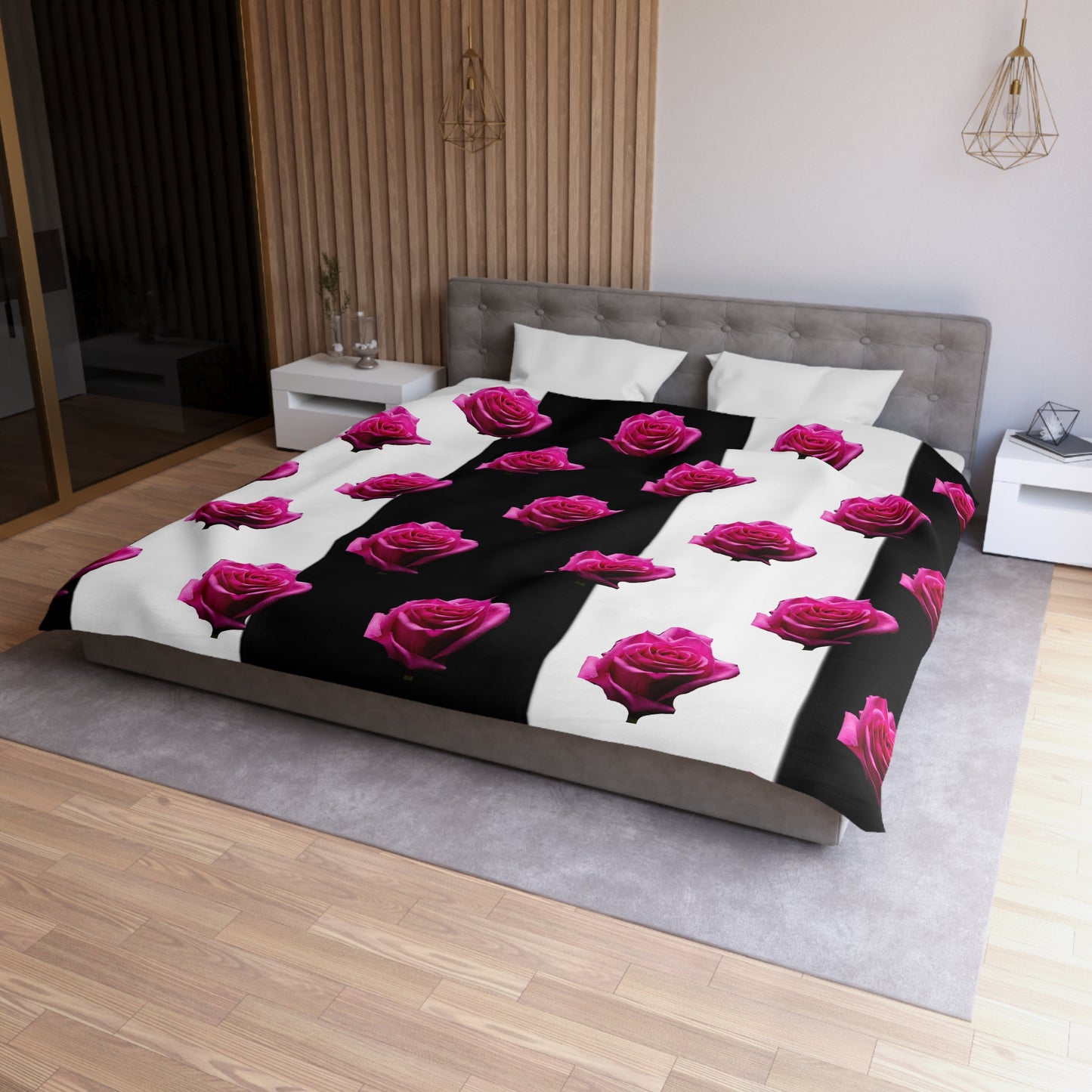 Elegant Rose Pattern Microfiber Duvet Cover for Stylish Bedrooms