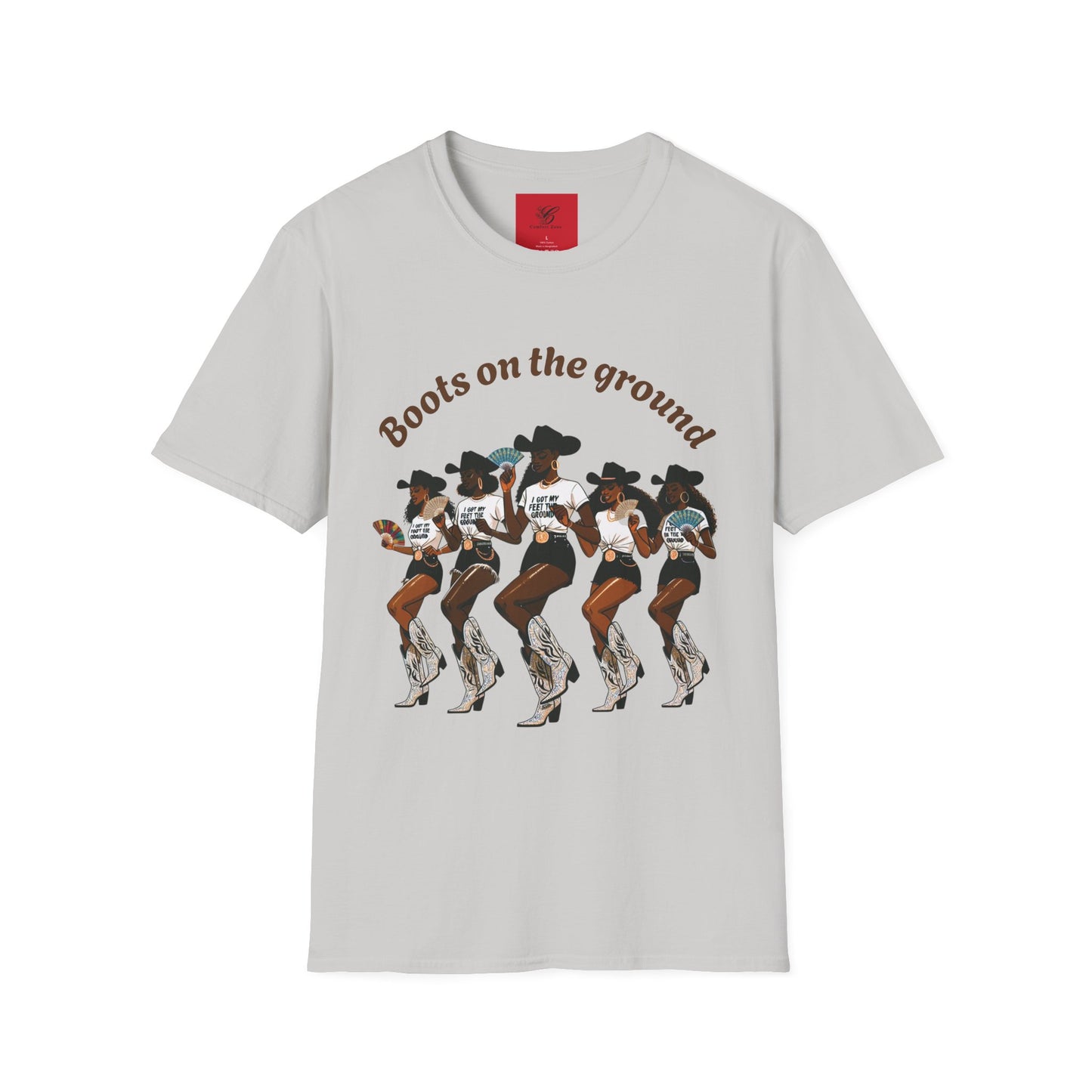 Fun Country Music Unisex Softstyle T-Shirt - "Boots on the Ground" & "Where Them Fans At?"