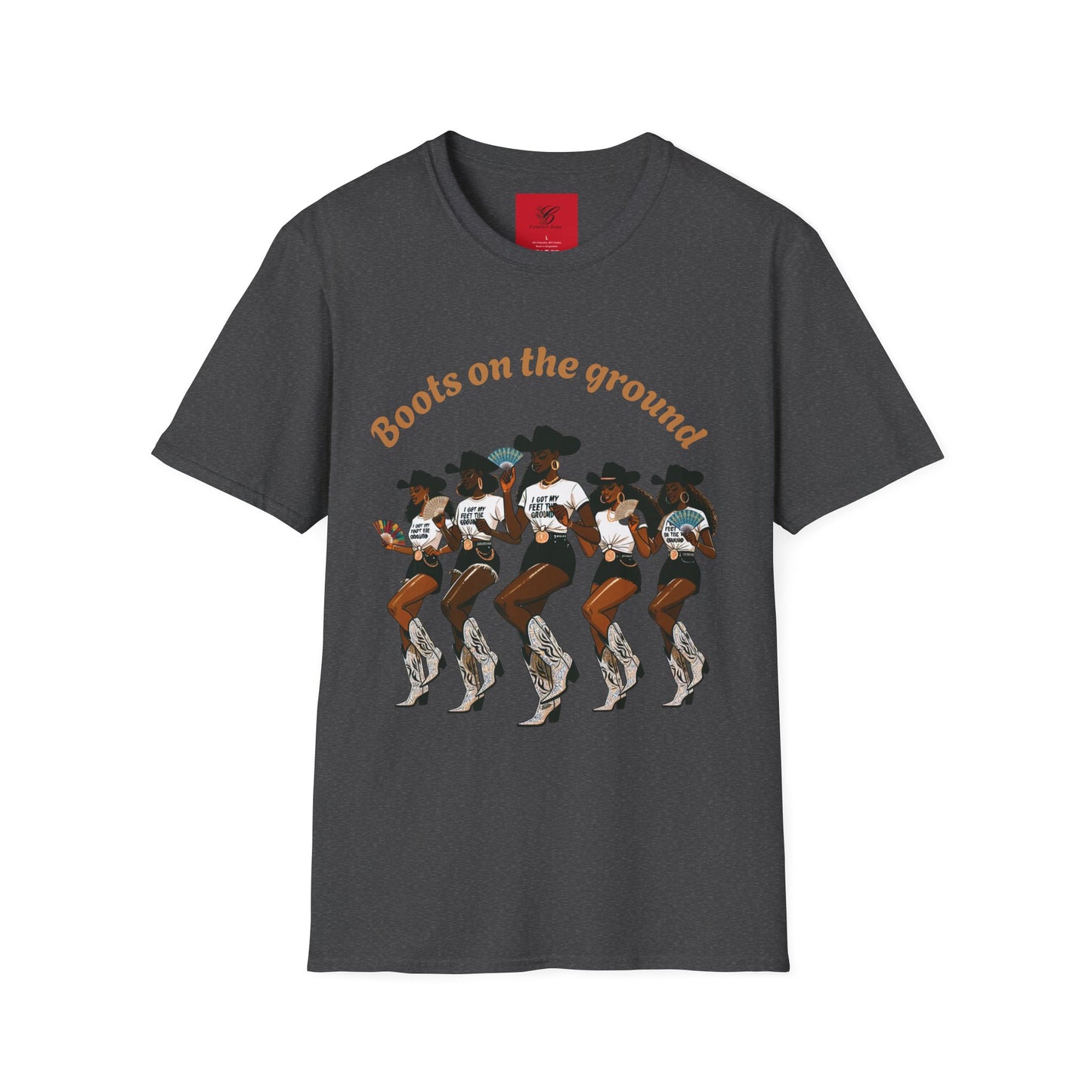 Fun Country Music Unisex Softstyle T-Shirt - "Boots on the Ground" & "Where Them Fans At?"