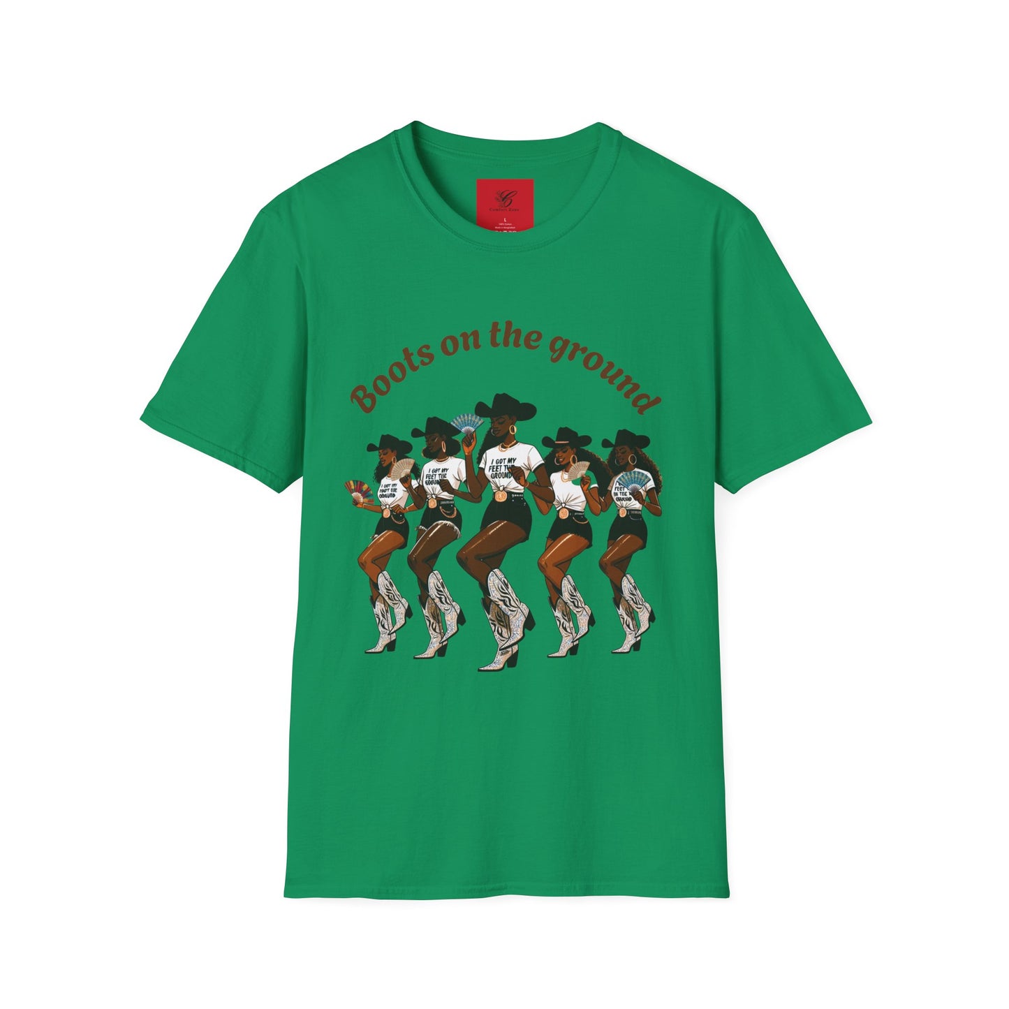 Fun Country Music Unisex Softstyle T-Shirt - "Boots on the Ground" & "Where Them Fans At?"