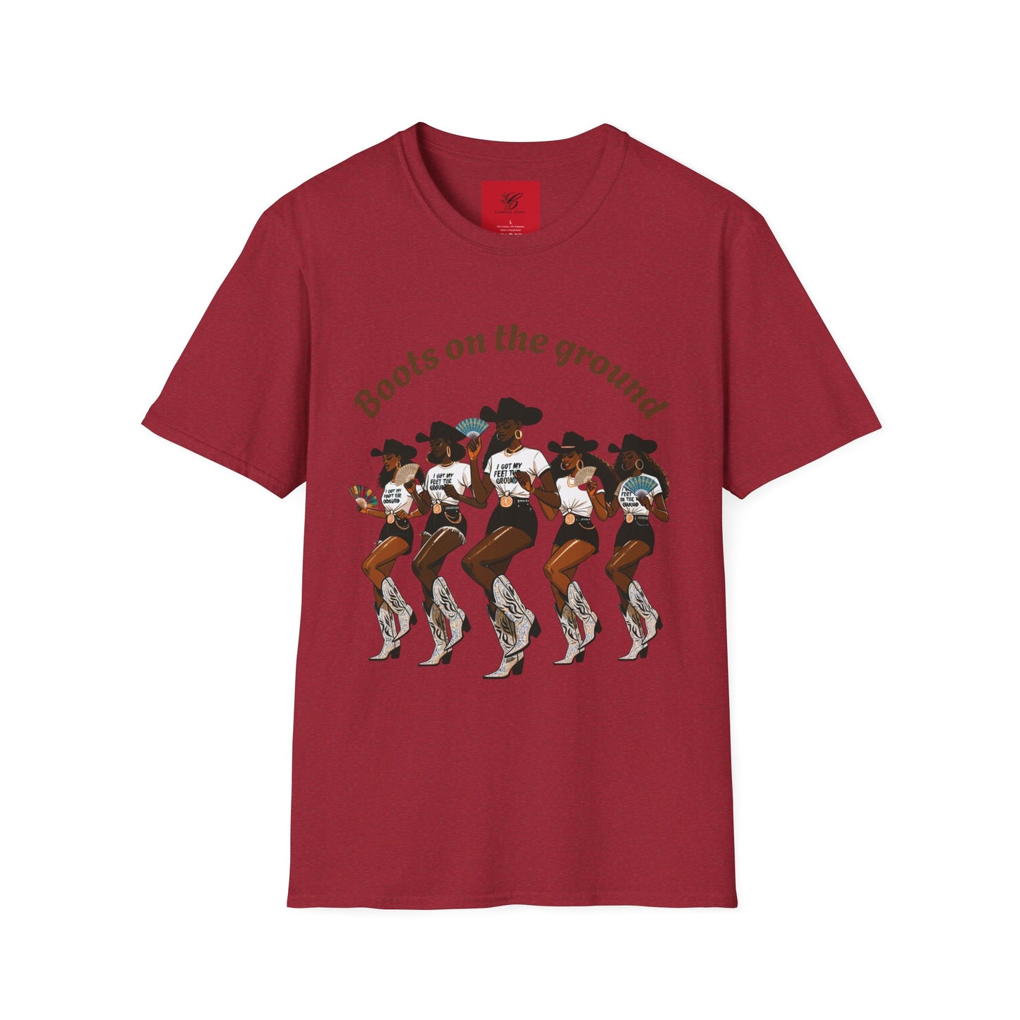 Fun Country Music Unisex Softstyle T-Shirt - "Boots on the Ground" & "Where Them Fans At?"