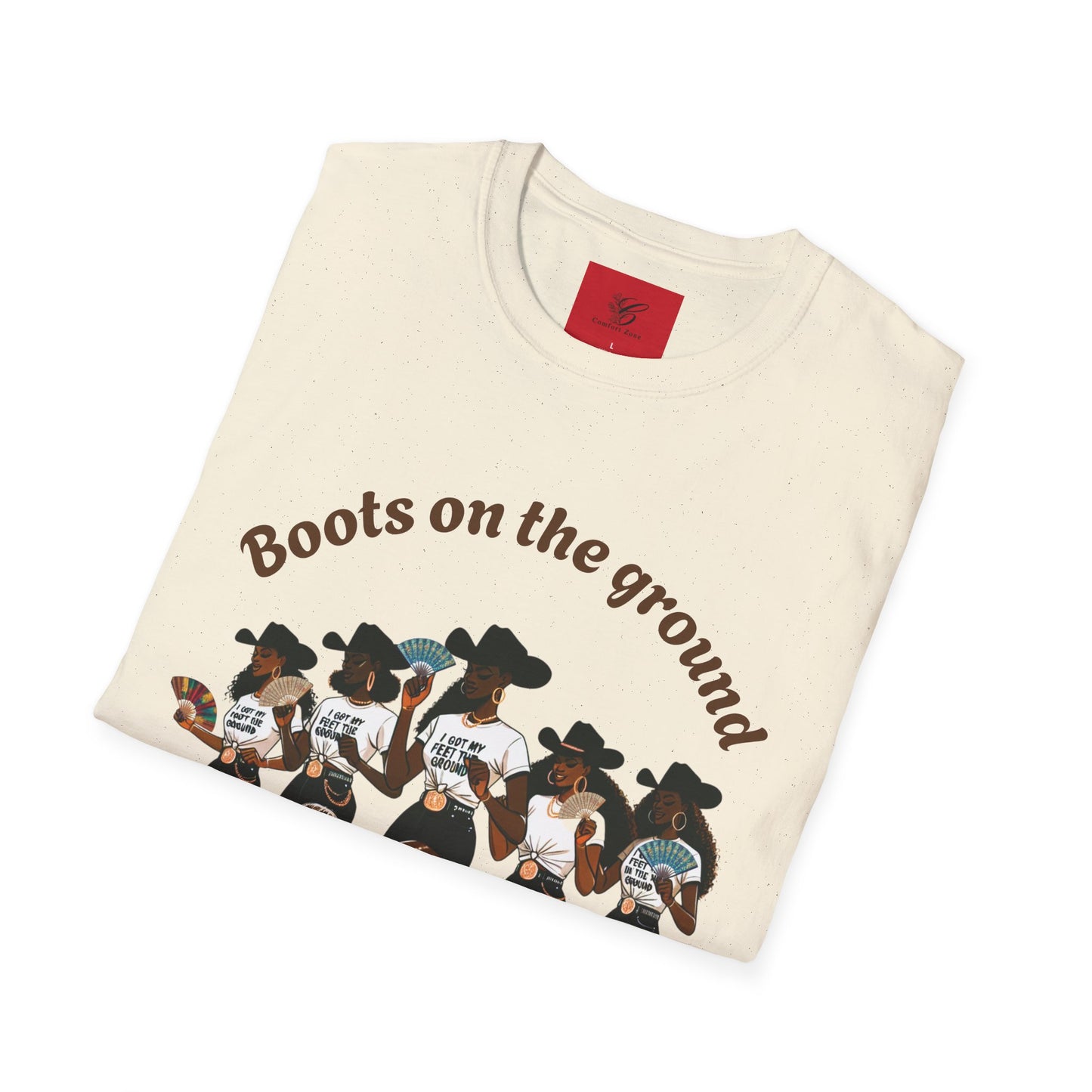Fun Country Music Unisex Softstyle T-Shirt - "Boots on the Ground" & "Where Them Fans At?"