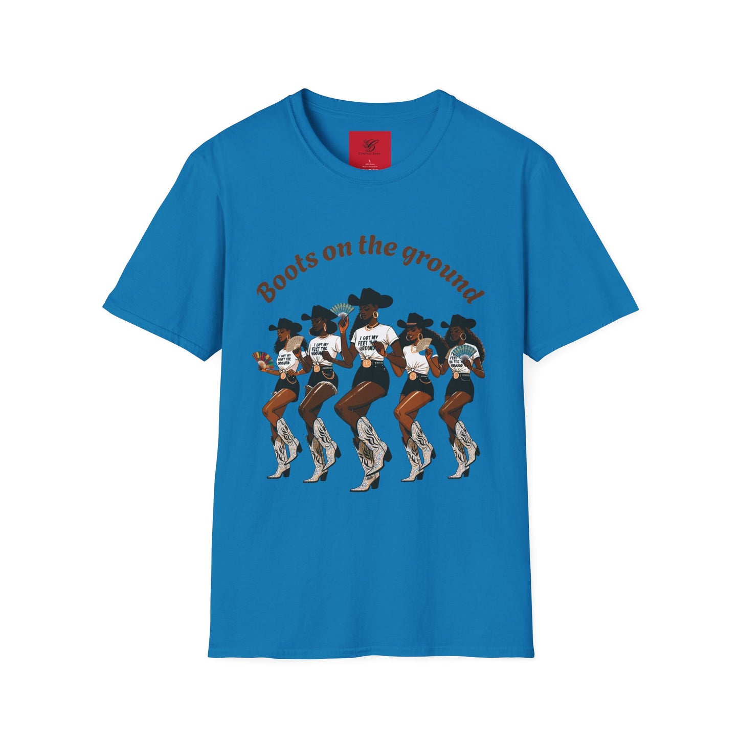 Fun Country Music Unisex Softstyle T-Shirt - "Boots on the Ground" & "Where Them Fans At?"