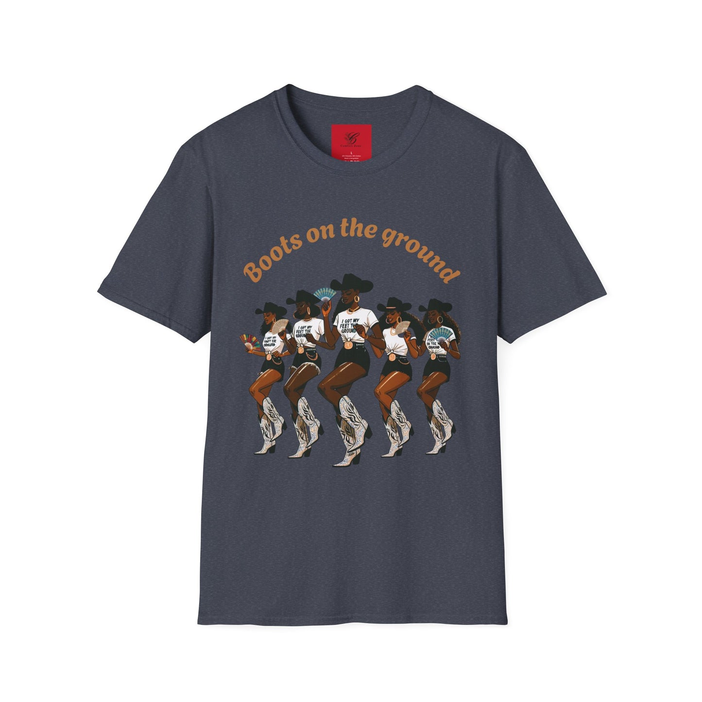 Fun Country Music Unisex Softstyle T-Shirt - "Boots on the Ground" & "Where Them Fans At?"