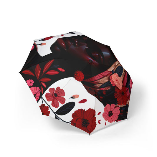 Floral Art Semi-Automatic Foldable Umbrella - Stylish & Functional Rain Protection